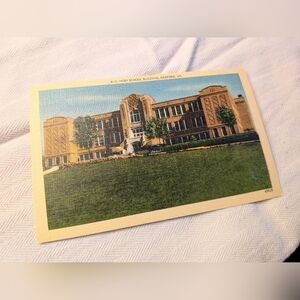 Vintage 1940s High School Building Radford Virginia Linen Postcard Ephemera